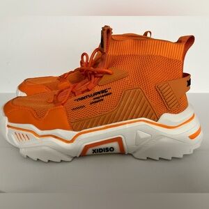 Men’s High Top Sneakers, Slip Ons, EU 44/US 10, Orange, Xidiso